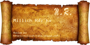 Millich Réka névjegykártya